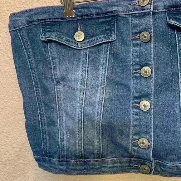 Denim TubeTop sz XL fall winter western cowgirlcore cowgirl 90s y2k button up - Picture 2 of 5